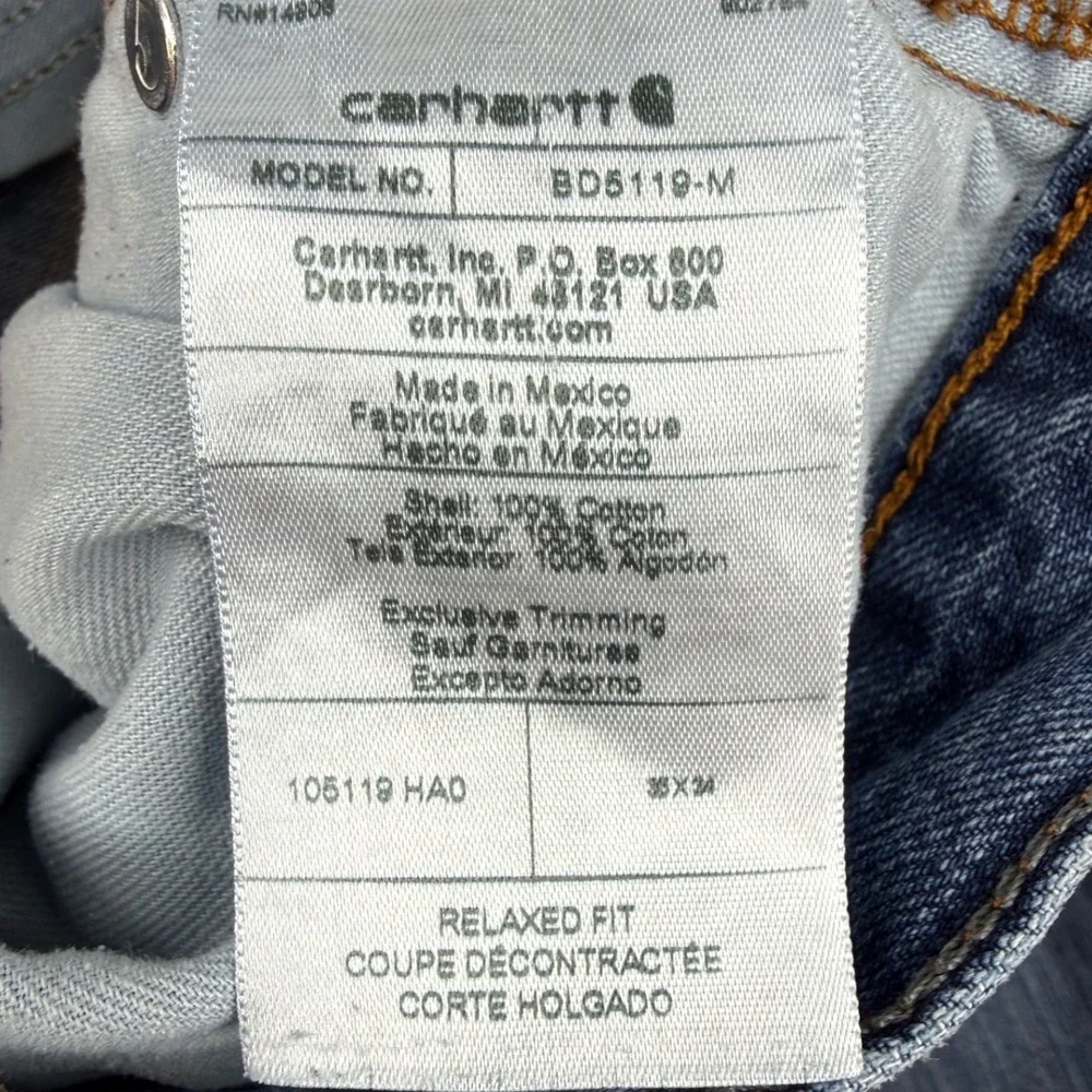 Carhartt Mens Relaxed Fit Jeans Blue Denim 35x34 Workwear‎ Utility rugged